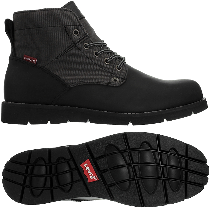 Click to view more detailed imagery on our partner's website Pre-owned Levi's Jax Leather Boots Men's Work Boots Black Brown Leather Canvas