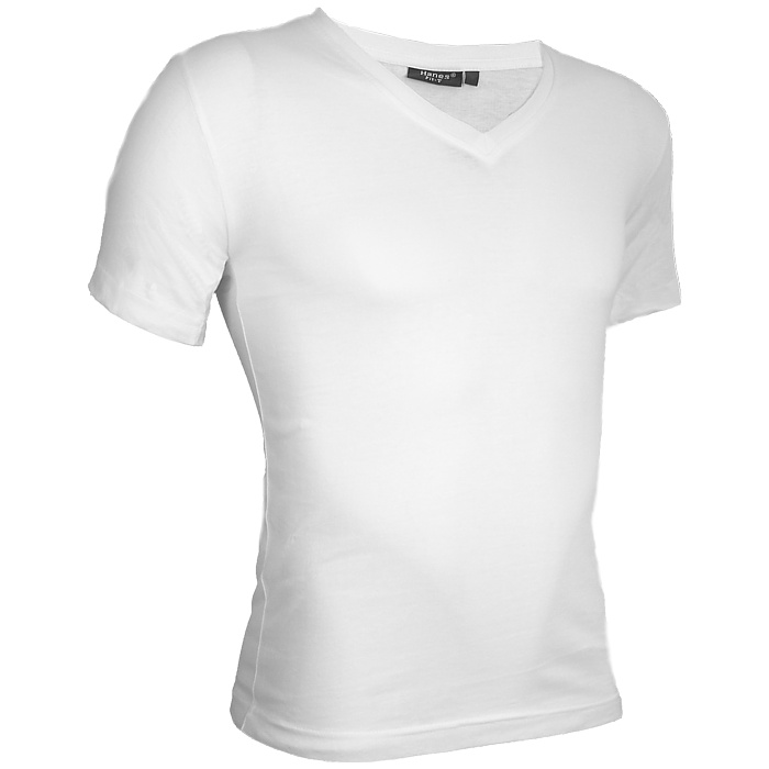 Hanes Herren T-Shirt Baumwolle Freizeit V-Auschnitt Kurzarm schwarz oder weiß