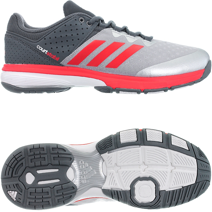 Adidas Court Stabil grey red Men's handball shoes indoor shoes cloudfoam  NEW | eBay