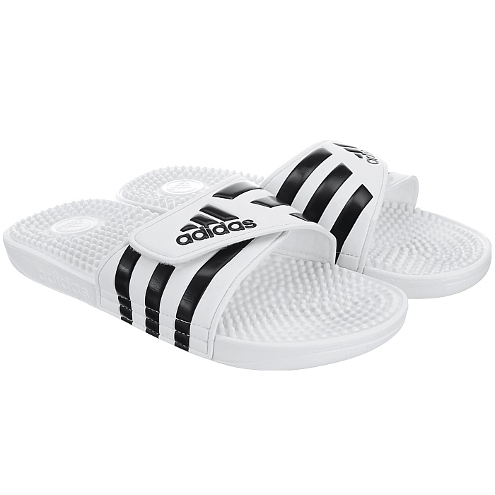 adidas white and silver sliders